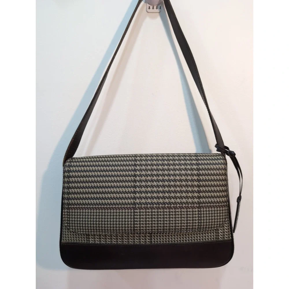 Vtg. Lauren Ralph Lauren Leather Plaid Preppy Handbag Old Money‎ Classic